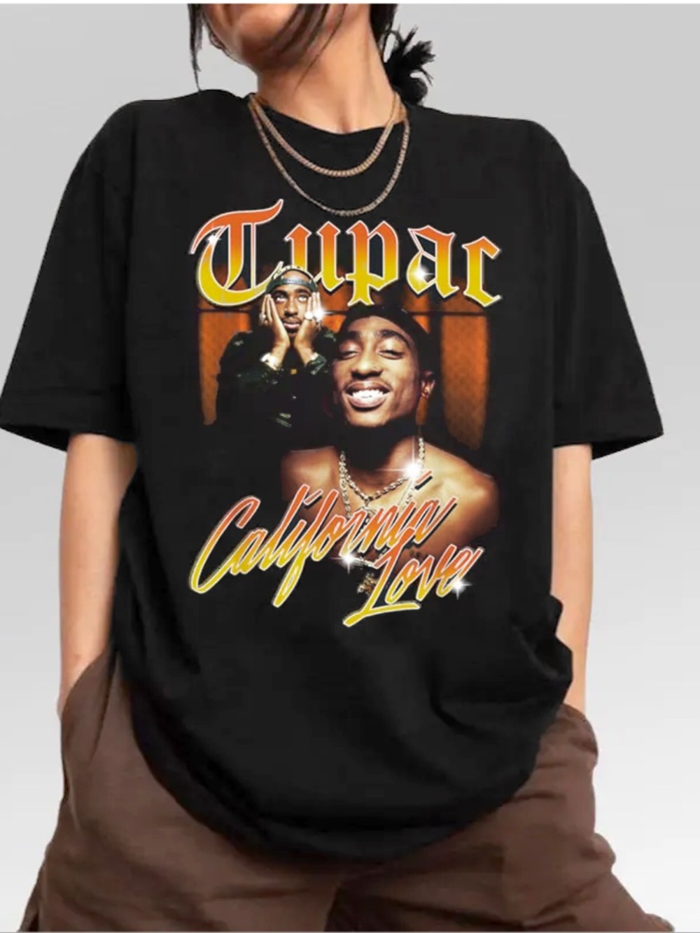 Tupac - California Love 2pac Vintage Inspired Short Sleeve T-Shirt Black Tee XXL